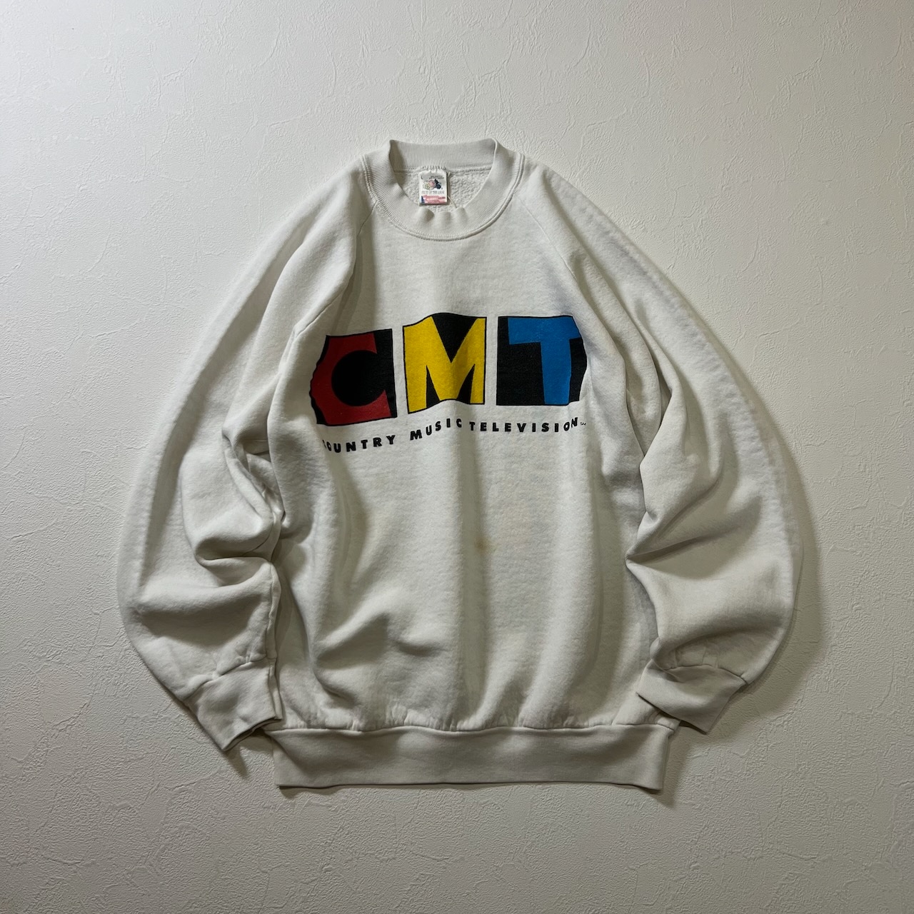 90s USA FRUIT OF THE LOOM 企業系 ラグラン スウェット ホワイト L 古着