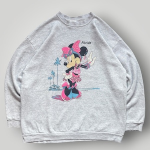 【USA製】90s TULTEX Disney ミニーマウス スウェット トレーナー XL 灰/GRAY キャラクター プリント ディズニー アメリカ製 VINTAGE 正規