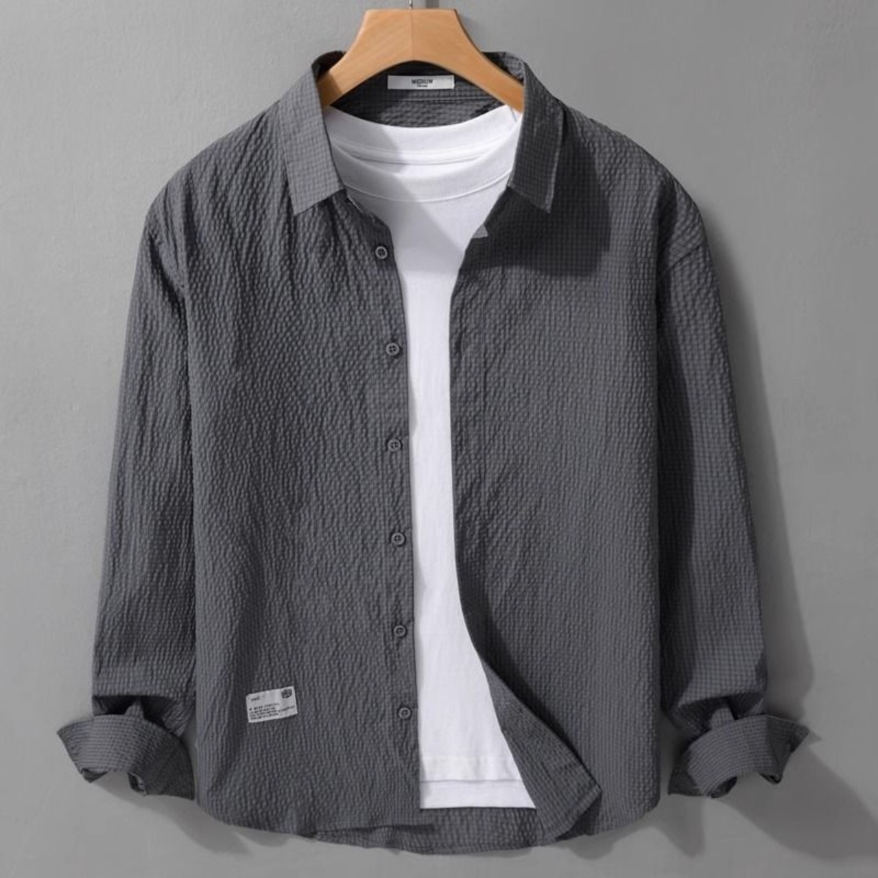 【M-3XL】Light Textured Long Sleeve Shirt / ライト テクスチャー 長袖 シャツ