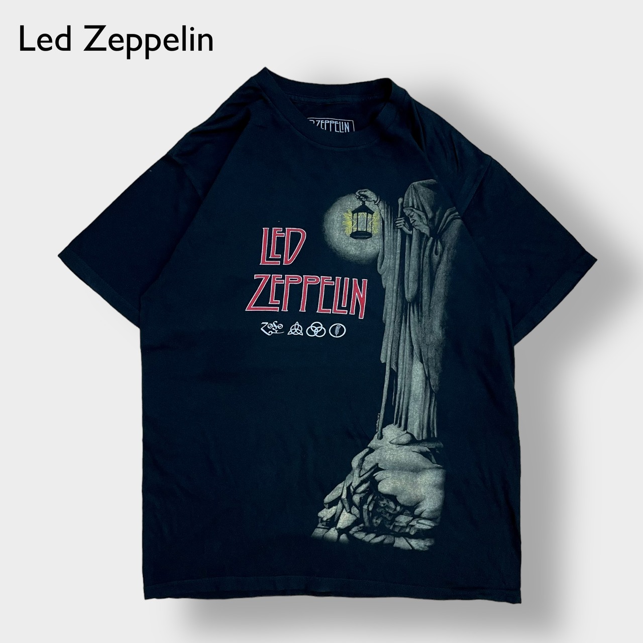 【Led Zeppelin】MEXICO製 バンド Tシャツ オフィシャル バンt ロックt レッドツェッペリン ジミーペイジ ロバートプラント ボンゾ プリント ロゴ M US古着