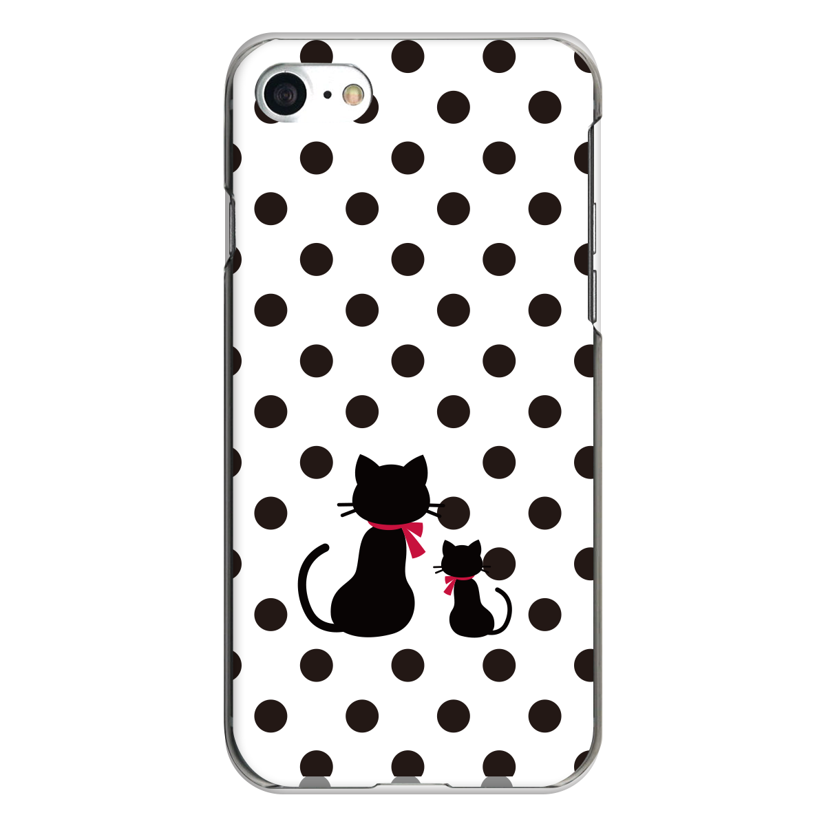 iPhone対応 スマホ ハードケース クリア 親子猫ドット-ブラック 猫 足跡 【iPhone17 / iPhone16e / AQUOS / Xperia 他 iPhone / Android ほぼ全機種対応】 |dotoa110
