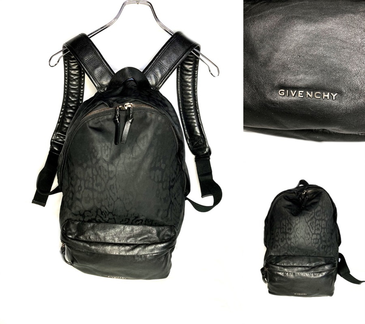 ☆GIVENCHY☆ ジバンシー ブラックレオパード ロゴ プレート リュック 