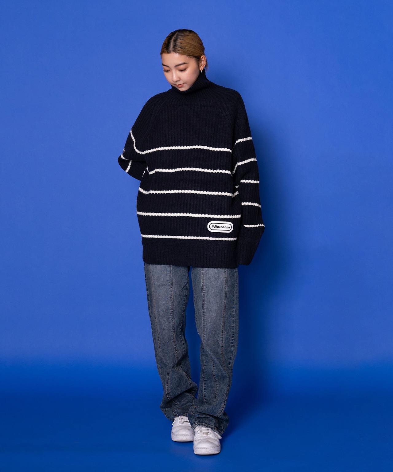 【#Re:room】PANEL BORDER TURTLE BIG KNIT ［REK115］