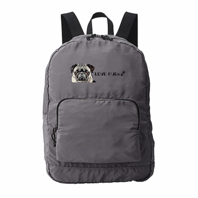 Foldable rucksack　　-love pug-　　bqpq-30　　