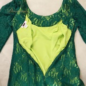 フラダンス 衣装 CC Fashions CCファッション ワンピース ドレス グリーン系 花柄 植物柄 レース 透け感 ハワイアン アロハ フラ ダンス レッスン 練習 ハワイアンダンス 緑 黄緑 長袖 フレア 華やか 鮮やか かわいい おしゃれ 上品 大人っぽい ダンス衣装 練習着 レッスンウェア ハワイ製