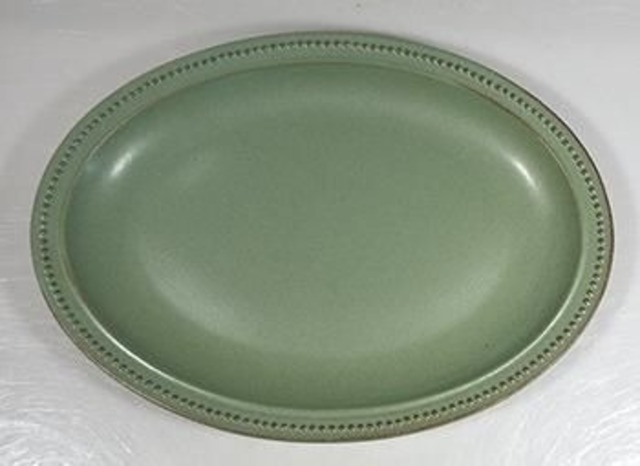 リーブル21.5㎝オーバルプレート(黒土緑)