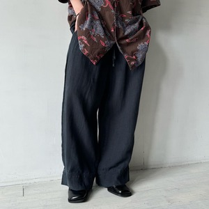 -FLAX- black linen easy pants
