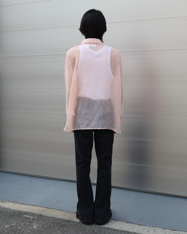 over size flower design sheer shirt