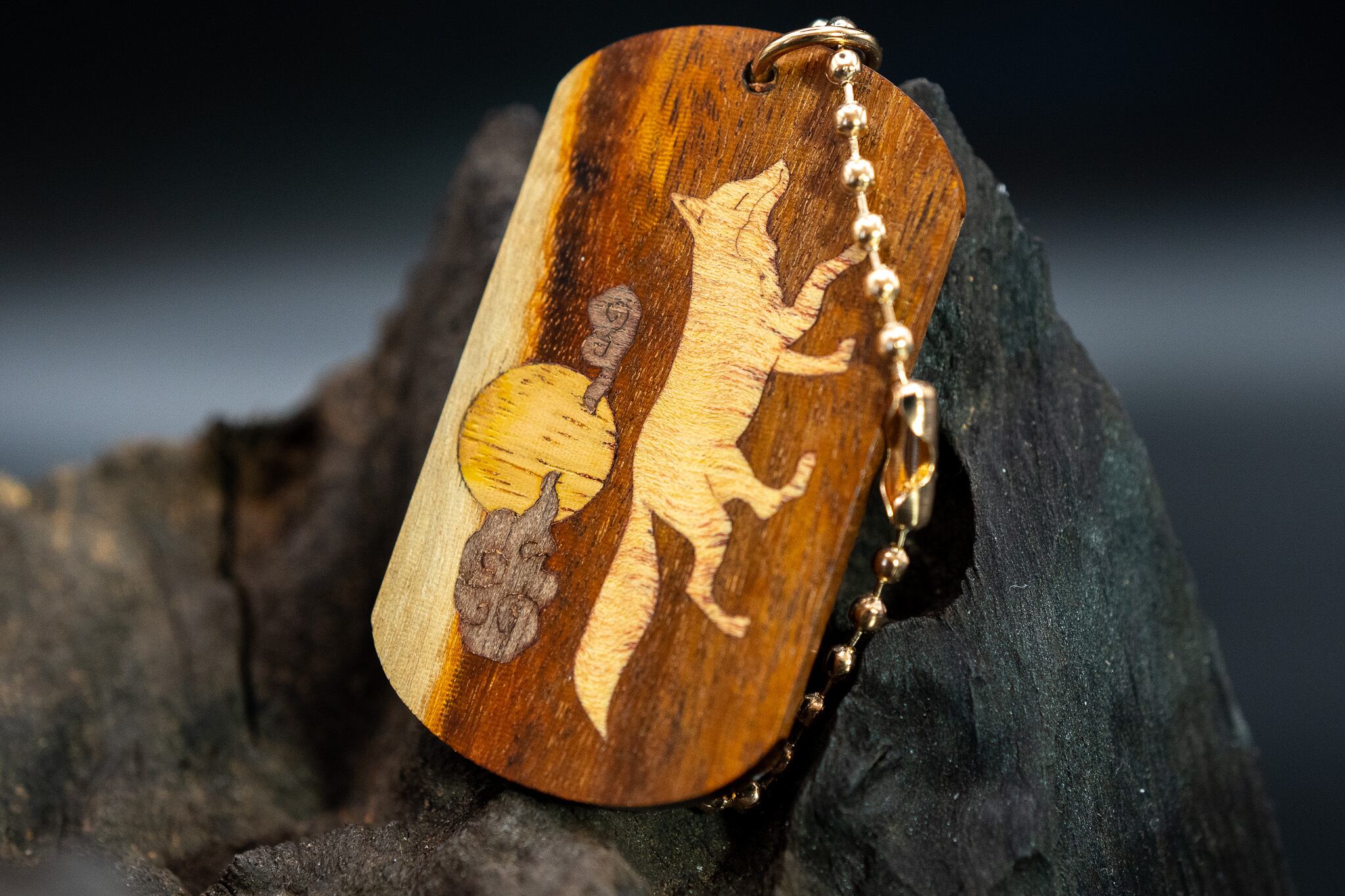 【最高峰の弓材 】フェルナンブーコ ドッグタグ 象嵌 十五夜きつね