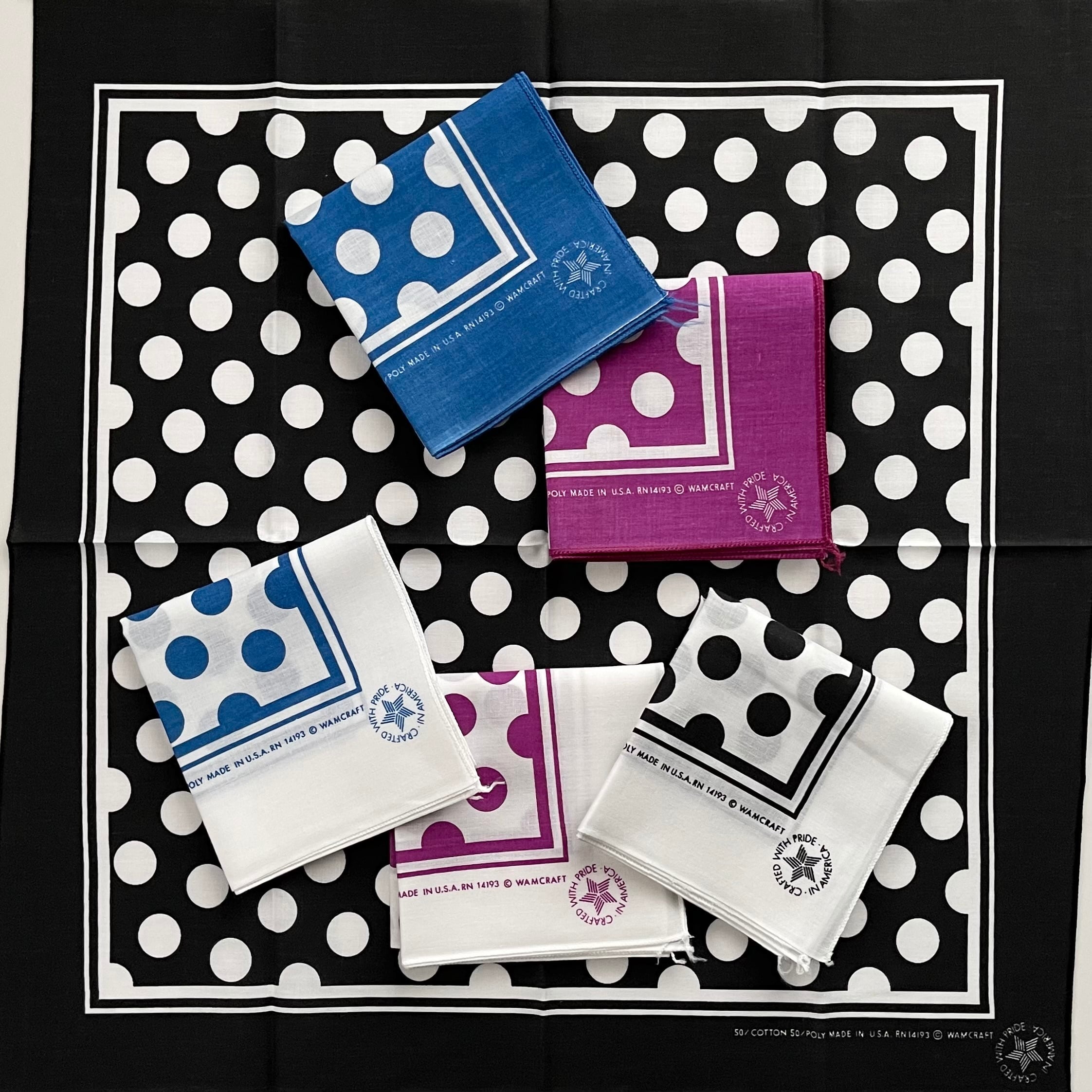 【Deadstock6枚セット!】80s~ RN14193 Dot ヴィンテージバンダナ MADE IN USA