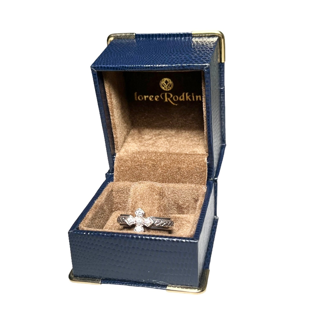 LOREE RODKIN silver cross ring set with rhinestone