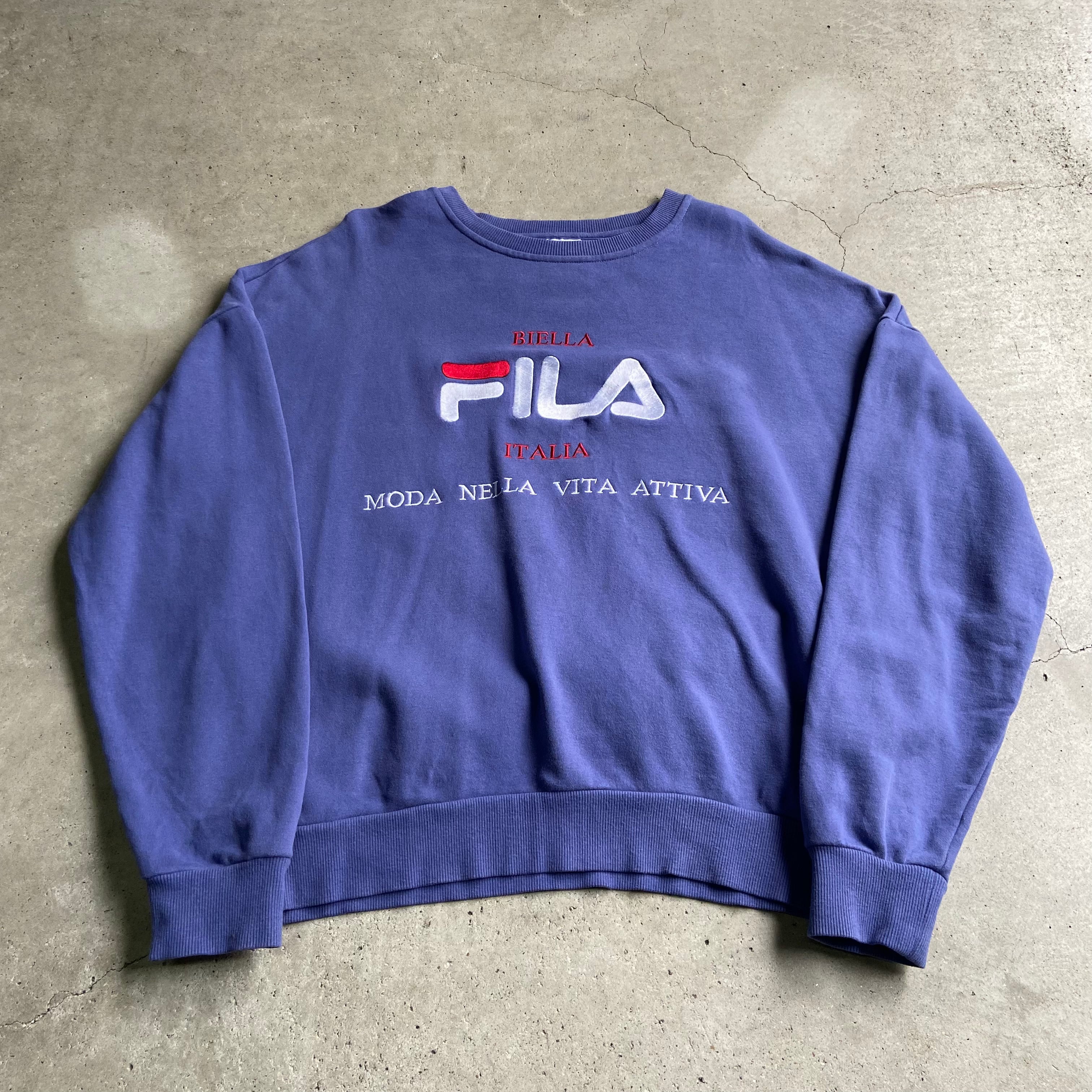 FILA フィラ ワンポイント 4段 ロゴ刺繍 スウェット メンズXL相当 古着 ...