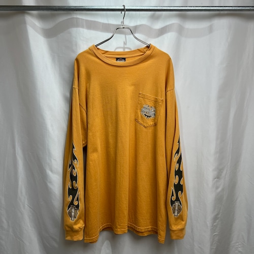 00s USA Harley-Davidson　袖プリント　胸ポケット　ロンT　2XL