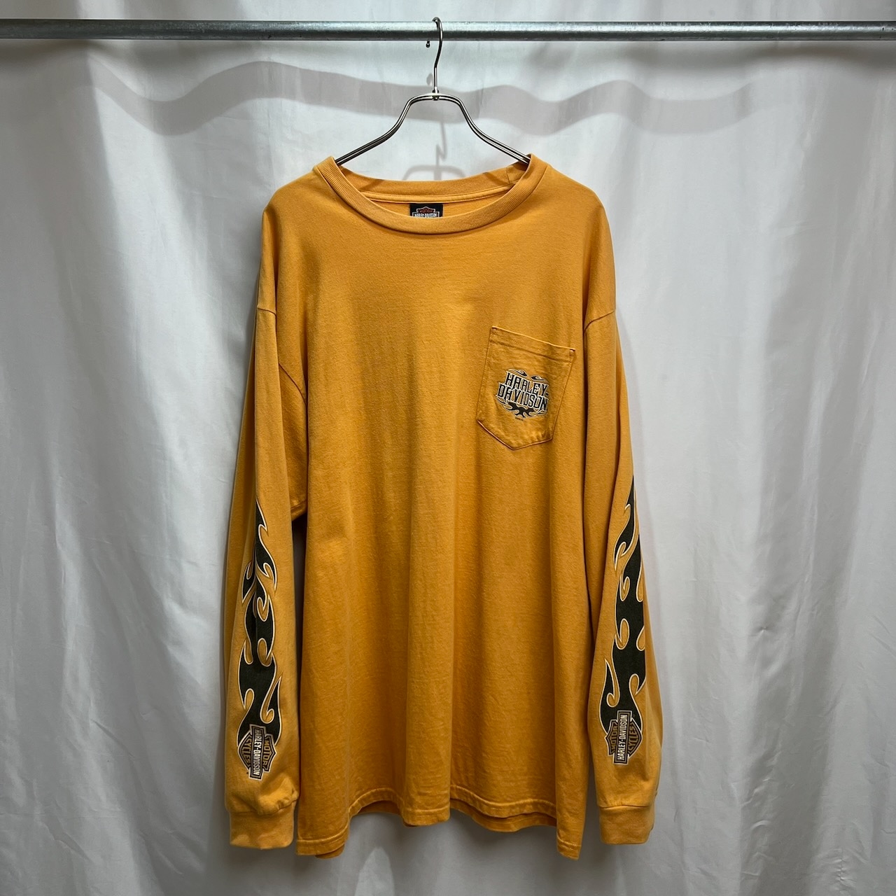 00s USA Harley-Davidson 袖プリント 胸ポケット ロンT 2XL