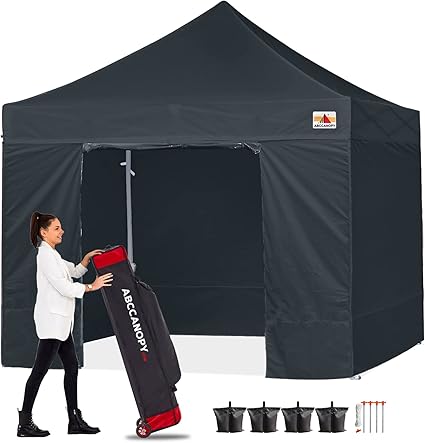 ABCCANOPY ワンタッチタープテント 屋根用ポール付き 横幕4枚（サイド 