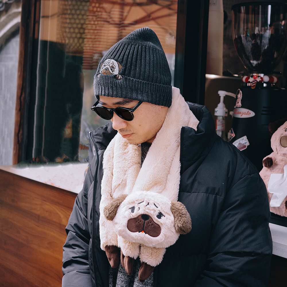 knit hat -take a pug- cap-18 | Pug shower - パグシャワー パグ雑貨
