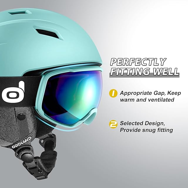 Odoland スキーヘルメットセット ゴーグル付き スノーボードヘルメット