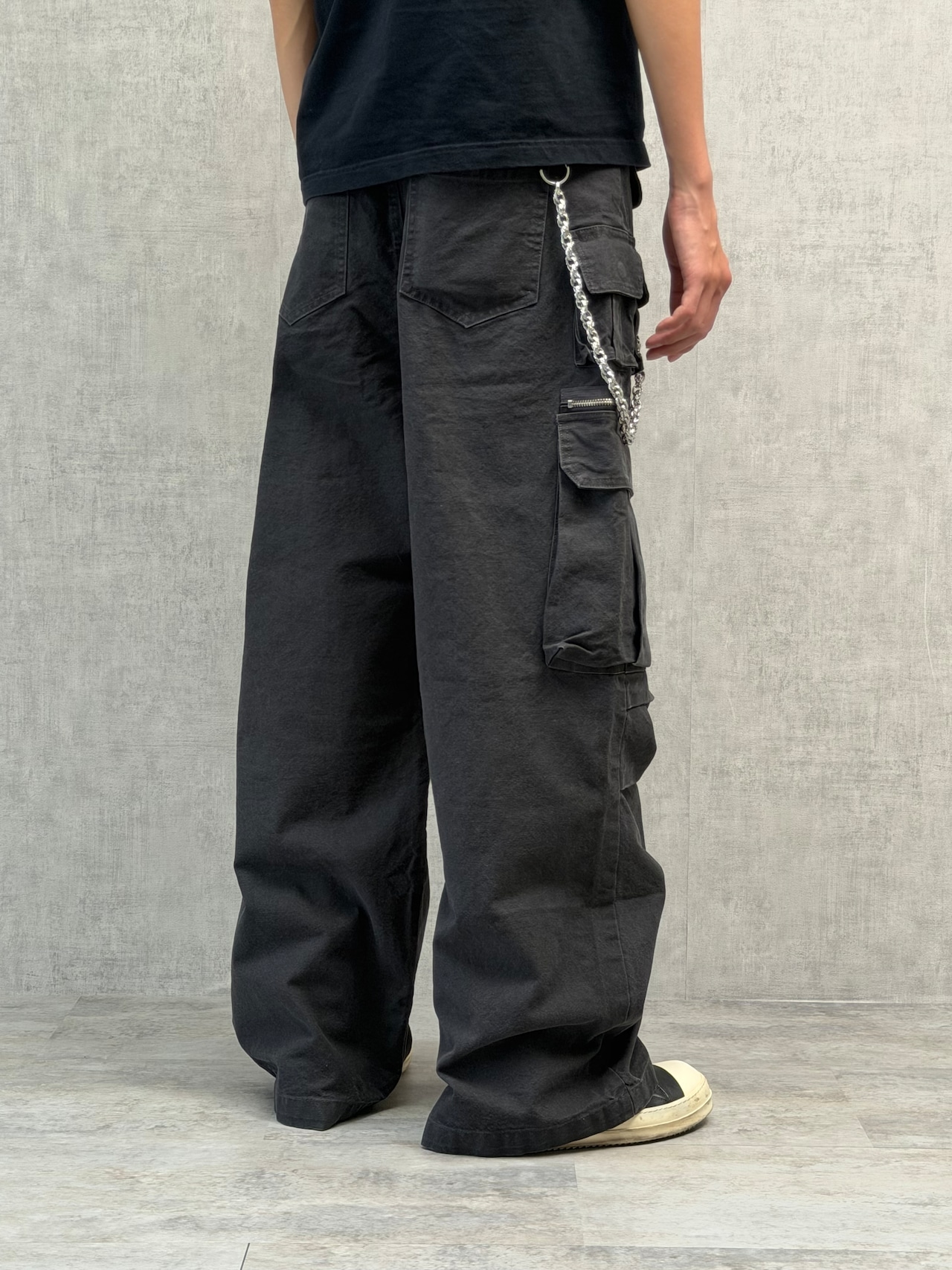 Fade Black Multi Pocket Cargo Pants