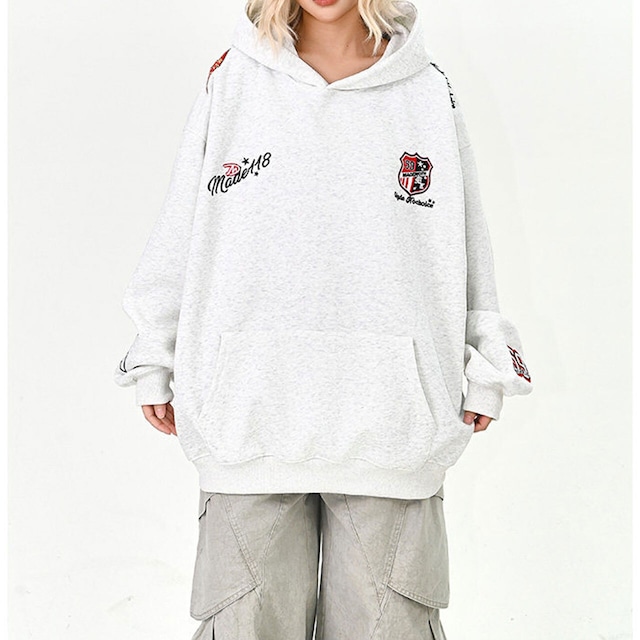 エンブレムスポーツフーディトップス 3col R01509