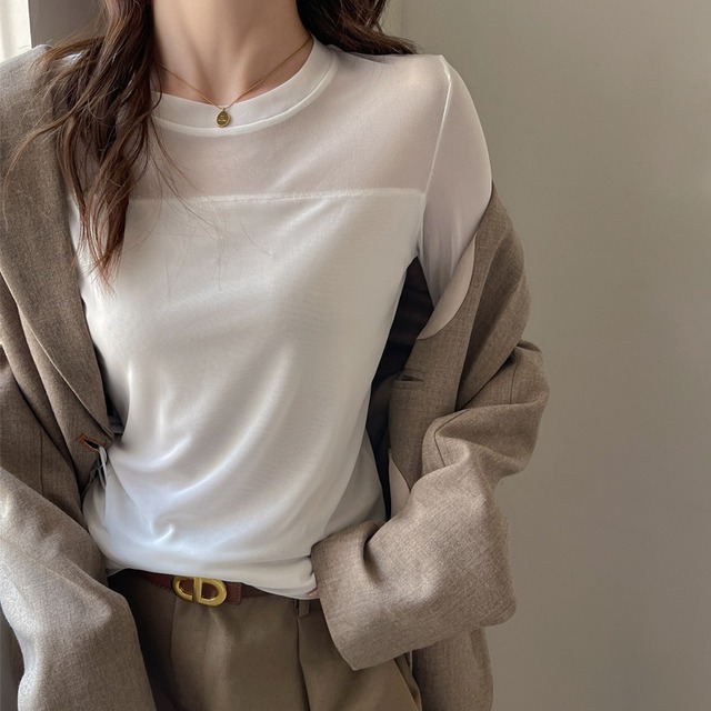 【カットソー】シースルー カットソー レディース おしゃれ 長袖 カットソー tシャツ 春 夏 秋 20代 30代 40代 50代 半袖 レディース トップス 大人 可愛い きれいめ ブラック 黒 ホワイト 白 ブラウン 茶色 S M L XL