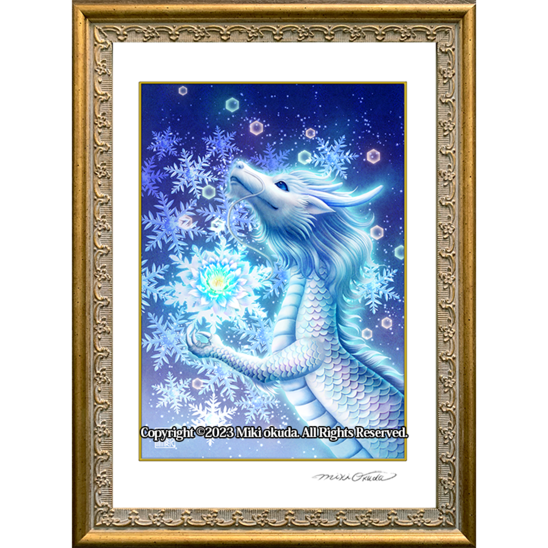 龍神画・雪龍】SSサイズ│うつくしい龍イラスト│龍の絵