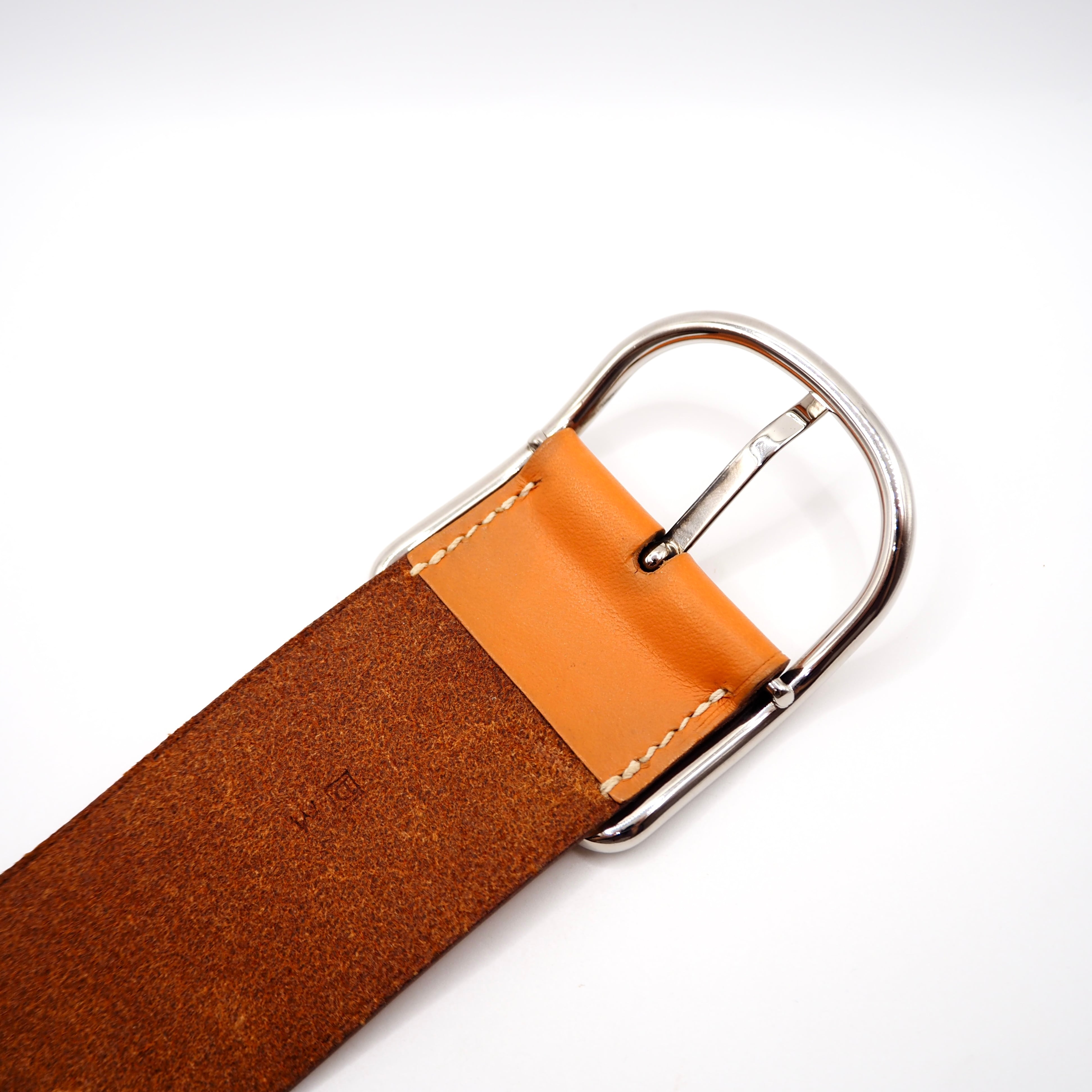 HERMES アピGM レザー ブレスレット ブラウン シルバー エルメス