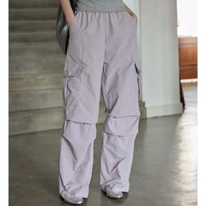 loose fitting workwear wide-leg purple casual pants