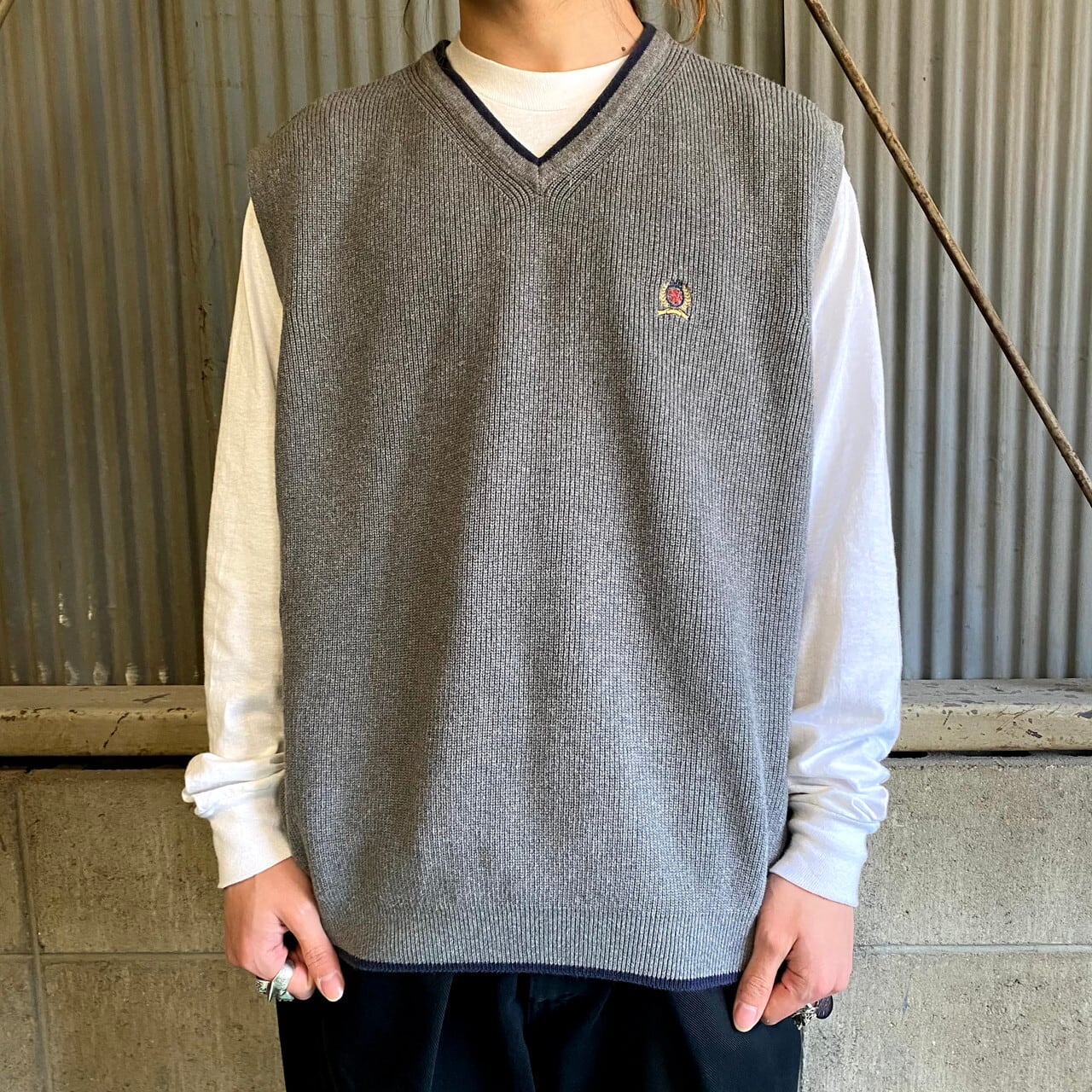 TOMMY HILFIGER トミーヒルフィガー コットンニットベスト メンズL