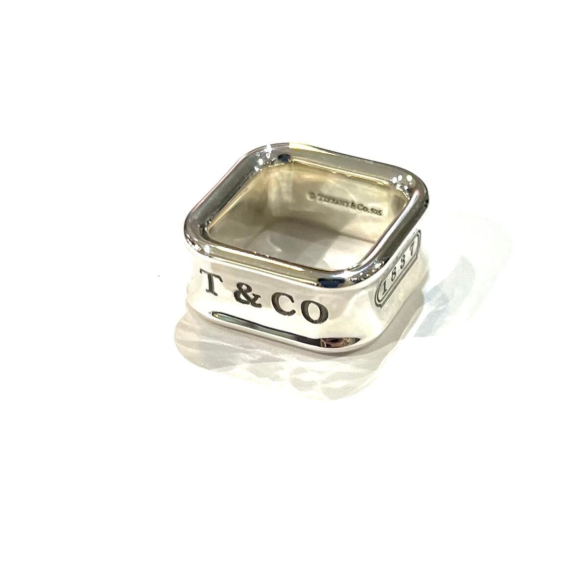 TIFFANY&CO.】【5-6号】2392希少1837 スクエアリング/シルバー925 TIFFANY&CO.】【5-6号】2392希少1837 スクエアリング/シルバー925