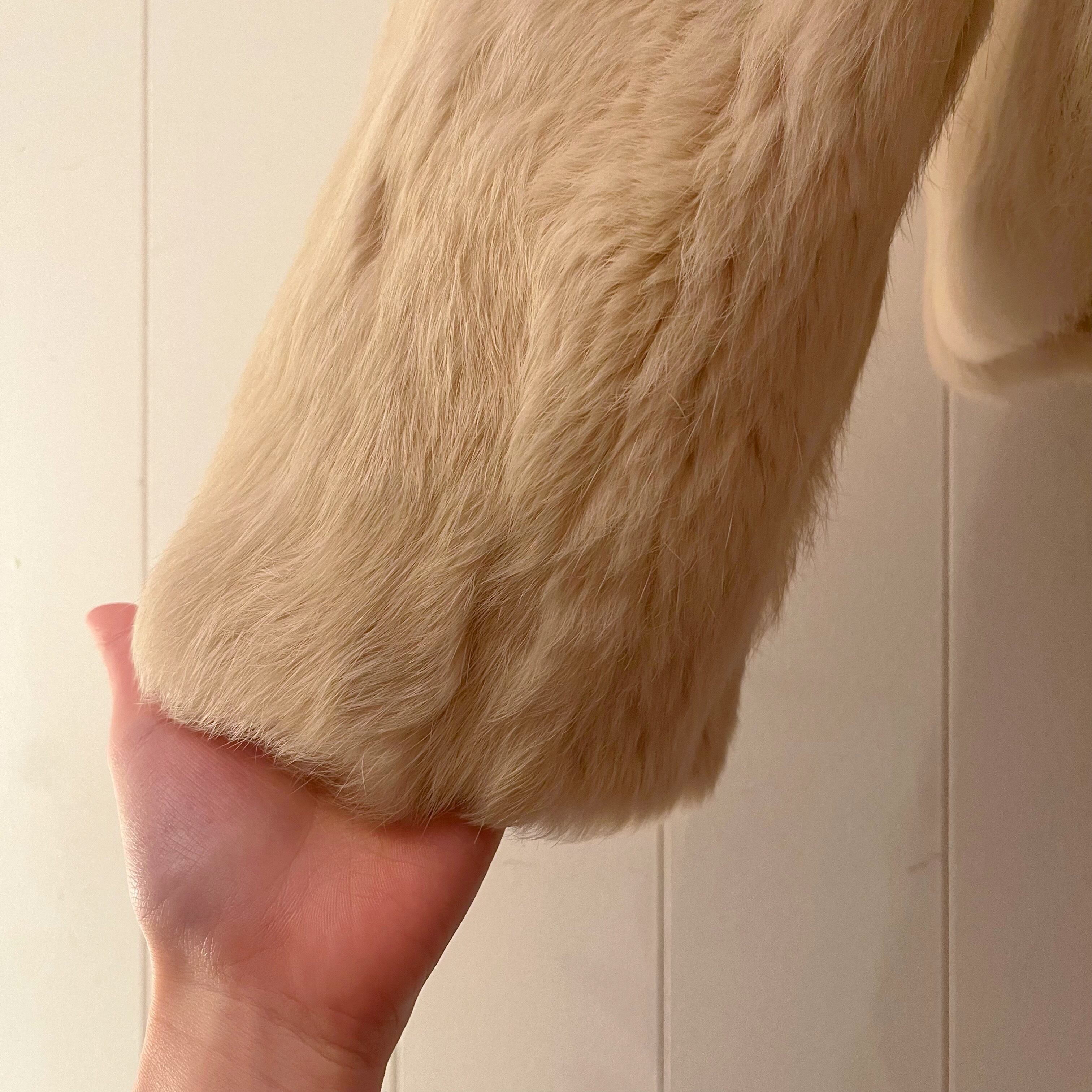 cream rabbit fur coat