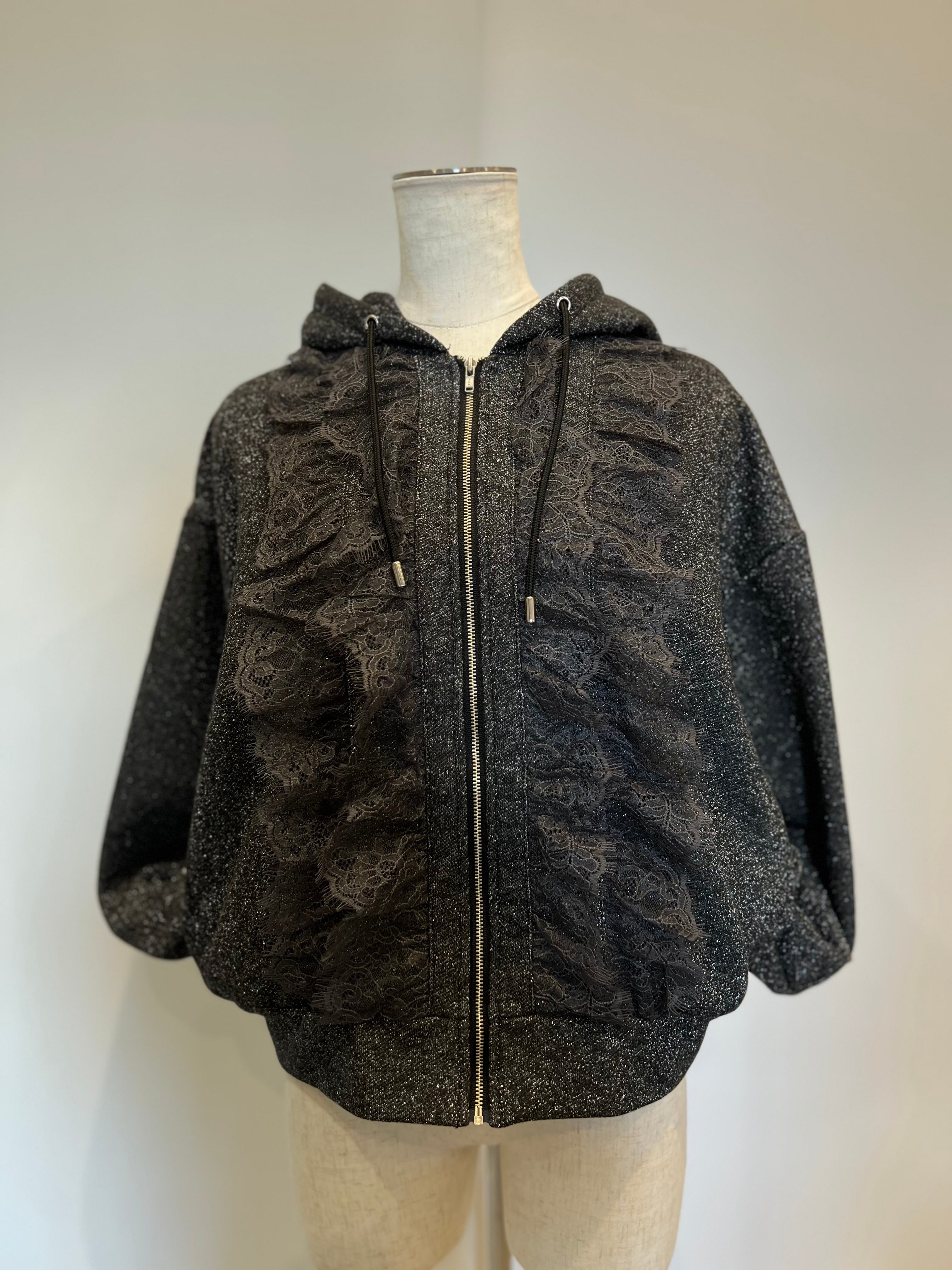 【SELECT】レースフリル装飾ラメパーカー