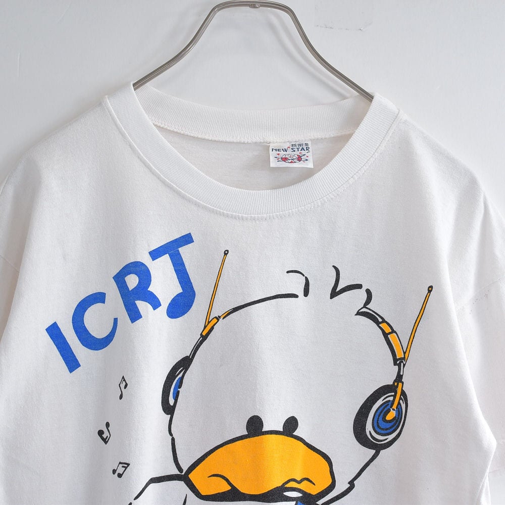 80~90s 新衛星 NEW STAR アヒル キャラクター プリント Tシャツ ヴィンテージ 半袖 両面プリント アニマル ビンテージ アジアン古着 レディースXLサイズ