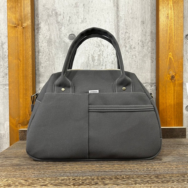 -＊ Boston Bag ＊- ブロック切替デザイン【アスファルトグレー】