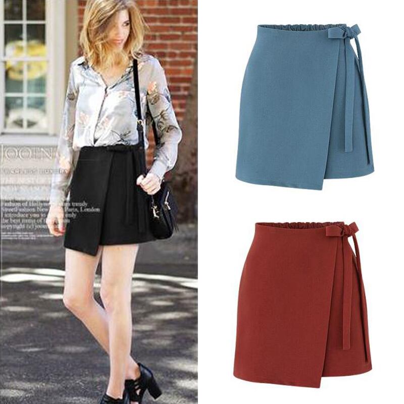 無地 ミニ丈 ラップスカート