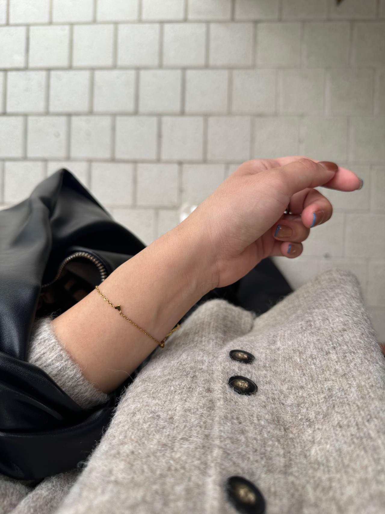 SS マグネットスライドラブチェーンブレスレット