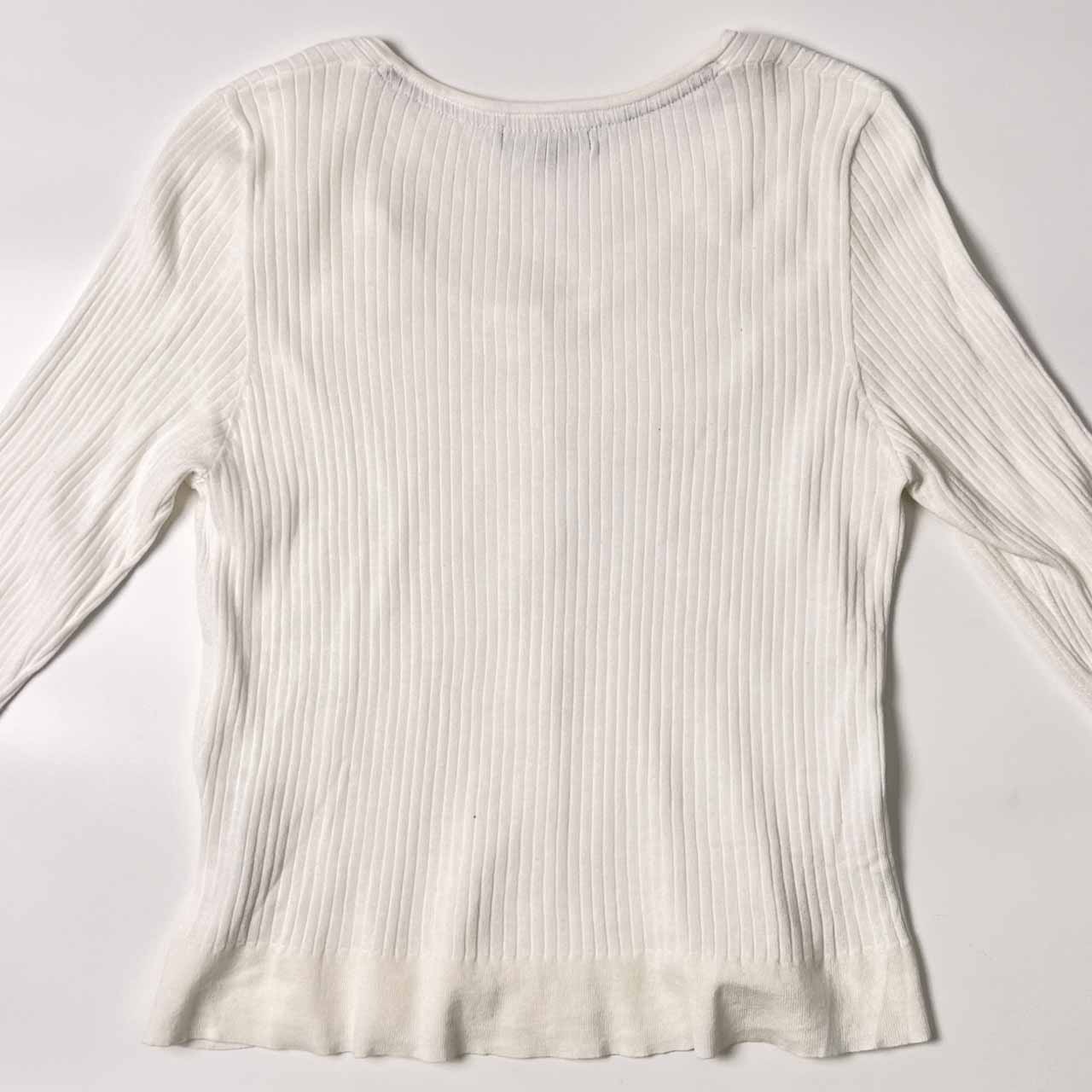 BURBERRY LONDON バーバリーロンドン リブ編み 長袖 コットン ニット カーディガン 2/ホワイト レディース 三陽商会