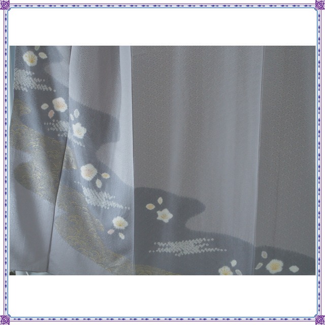 訪問着】藤紫色に部分絞りと梅の花柄の着物 | ひふみ屋 