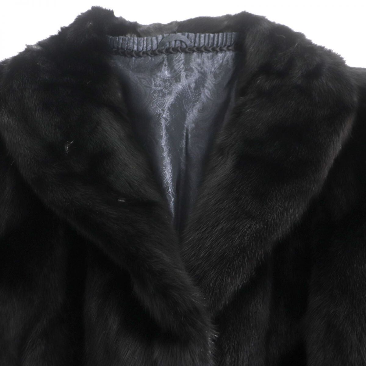 極美品☆MINK シェアードミンク 裏地ペイズリー柄 本毛皮ロングコート