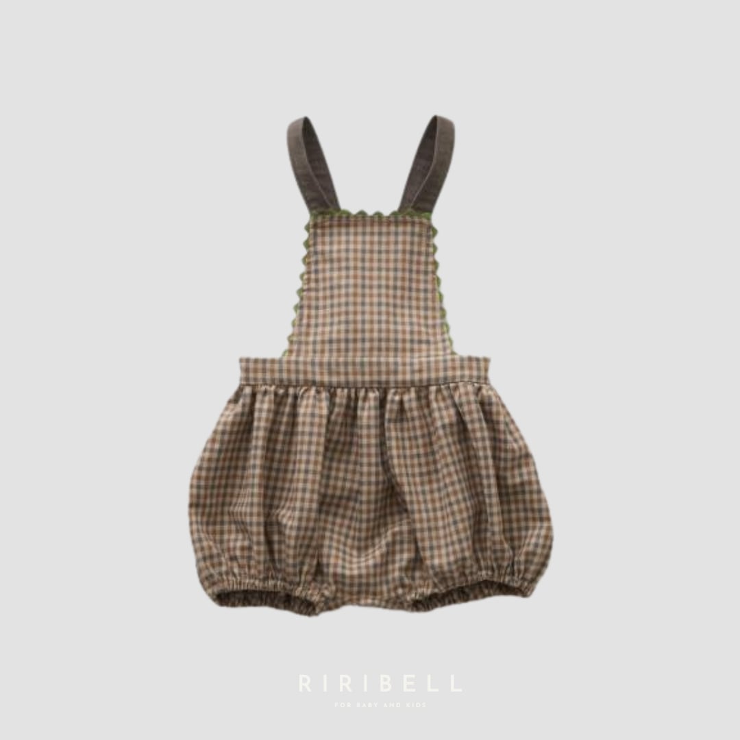 予約 / 送料無料【eLfinFolk】Country Check Baby Salopette - beige / 9月入荷
