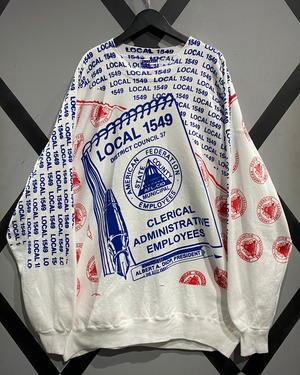 【X VINTAGE】All Over Silk Screen Graphic Loose Sweatshirt