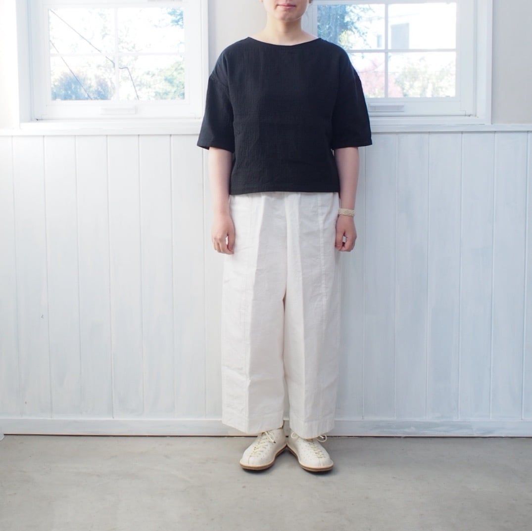 miho umezawa 】 COTTON LINEN CANVAS cocoon wide pants | le feuillage