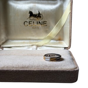 vintage CELINE k18 × platinum850 2row band ring