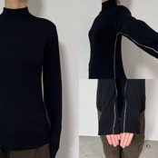 パイピングラインウール混リブknit/ブラック