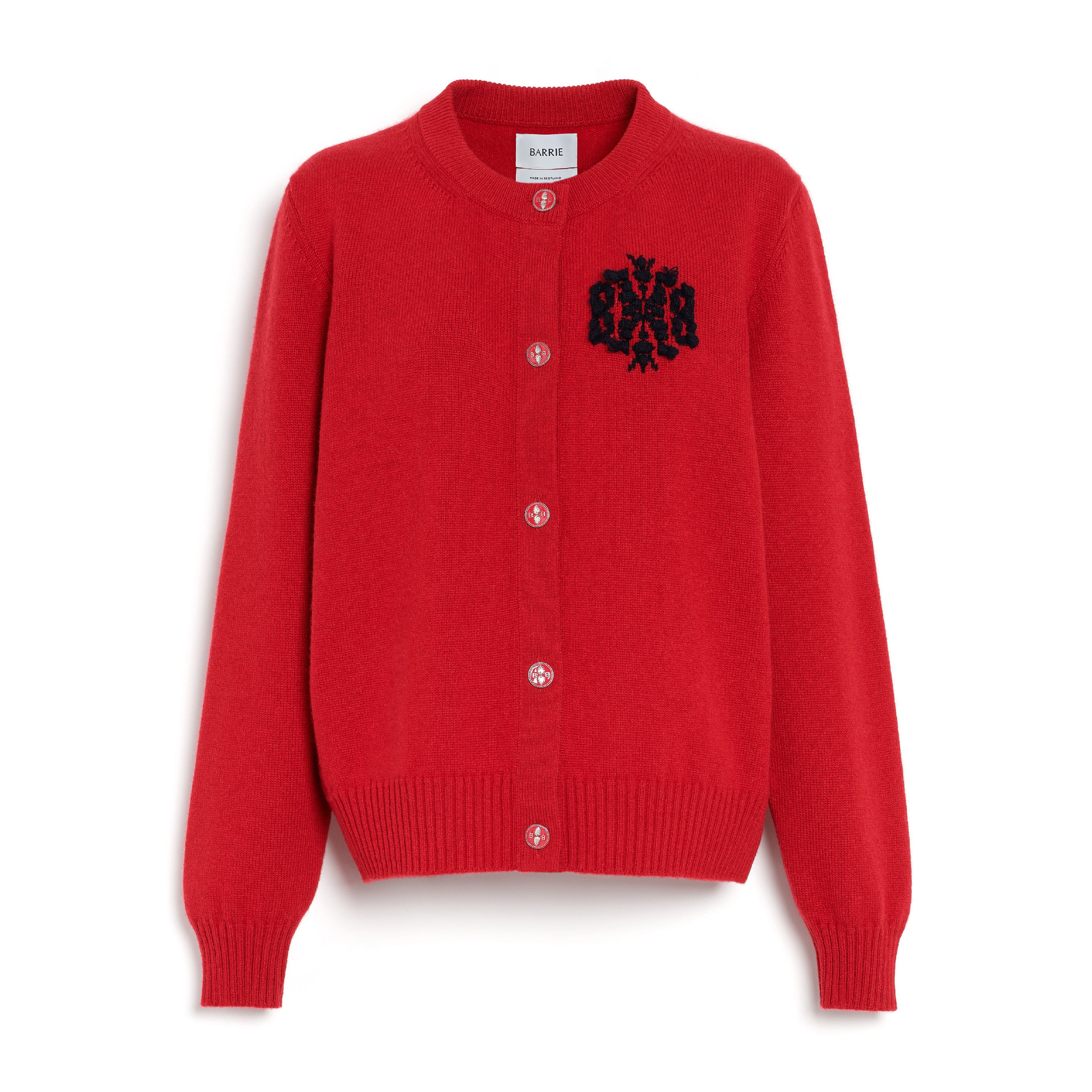 BARRIE MINI THISTLE CASHMERE CARDIGAN RED