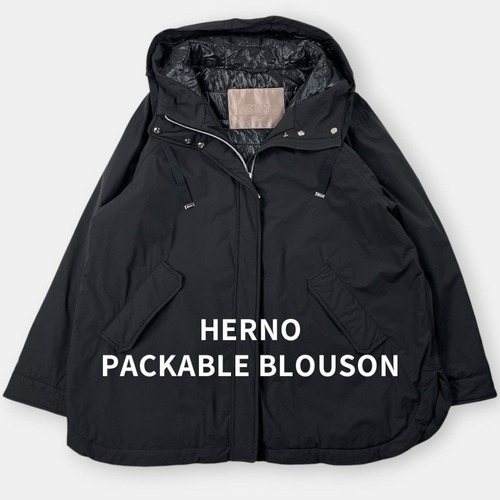 HERNO RESORT 22SS ヘルノ リゾート ナイロン パッカブル トラベル ジャケット ブルゾン GC00046DR 黒 42 / J&NREUSE レディース アウター