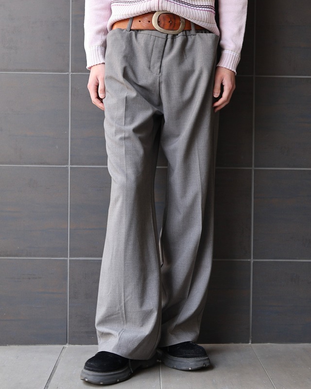 Gray wide straight slacks