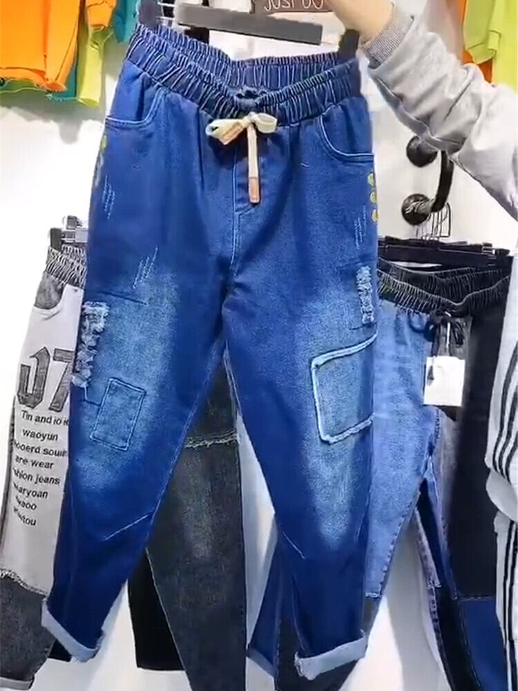 ジーンズ スプリング レース 大きめサイズ 春物 レースアップ ミックスインファッション81771525493