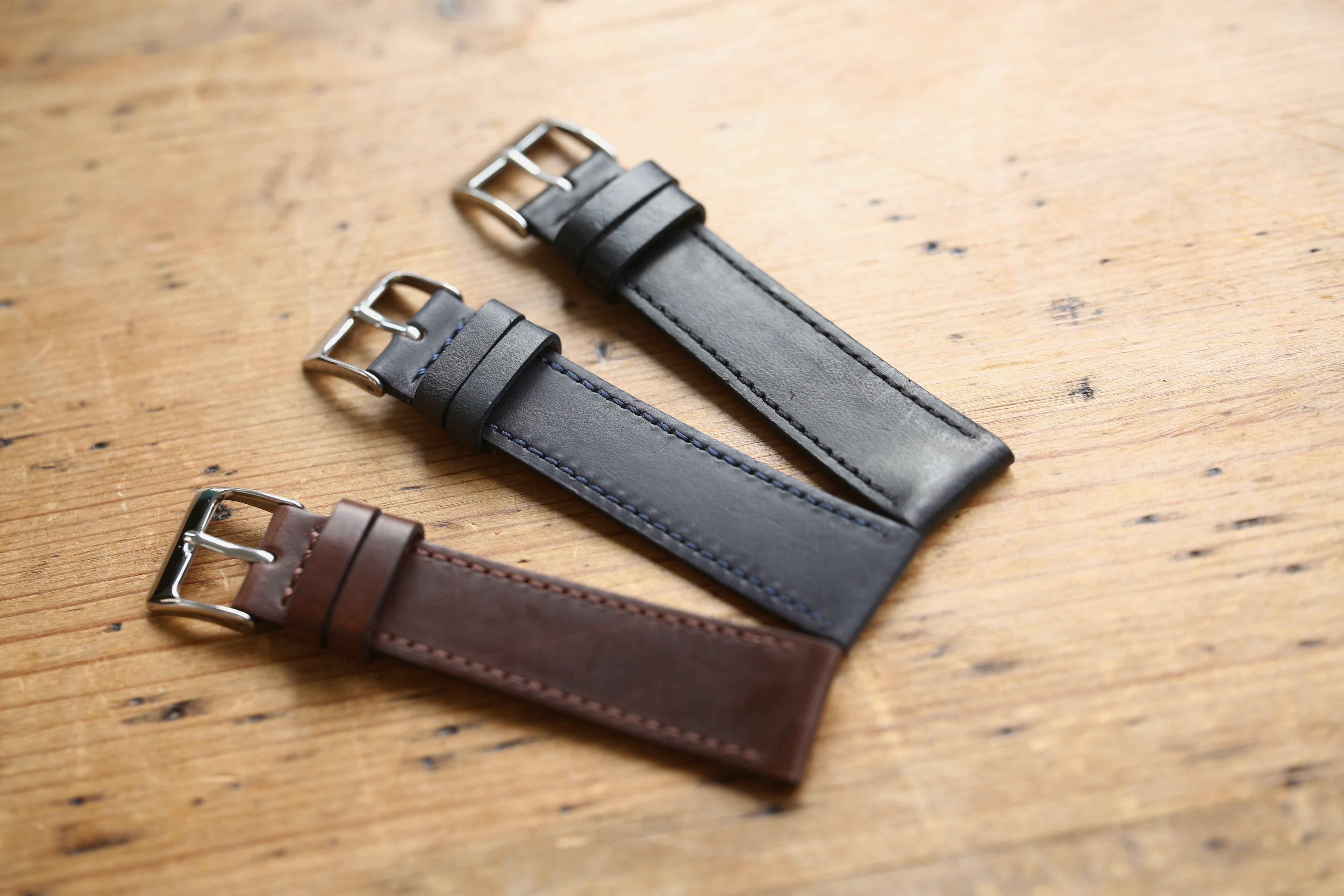 【CASSIS】 LAVAL-ラヴァル-ヴィンテージスタイル オイルアップレザーストラップ ブラック/ ダークブラウン / ネイビー 3色