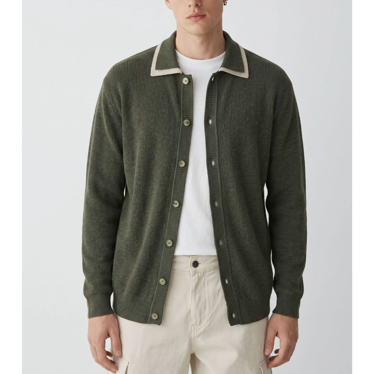 Contrast Collar Relaxed Cardigan TB2555・画像9