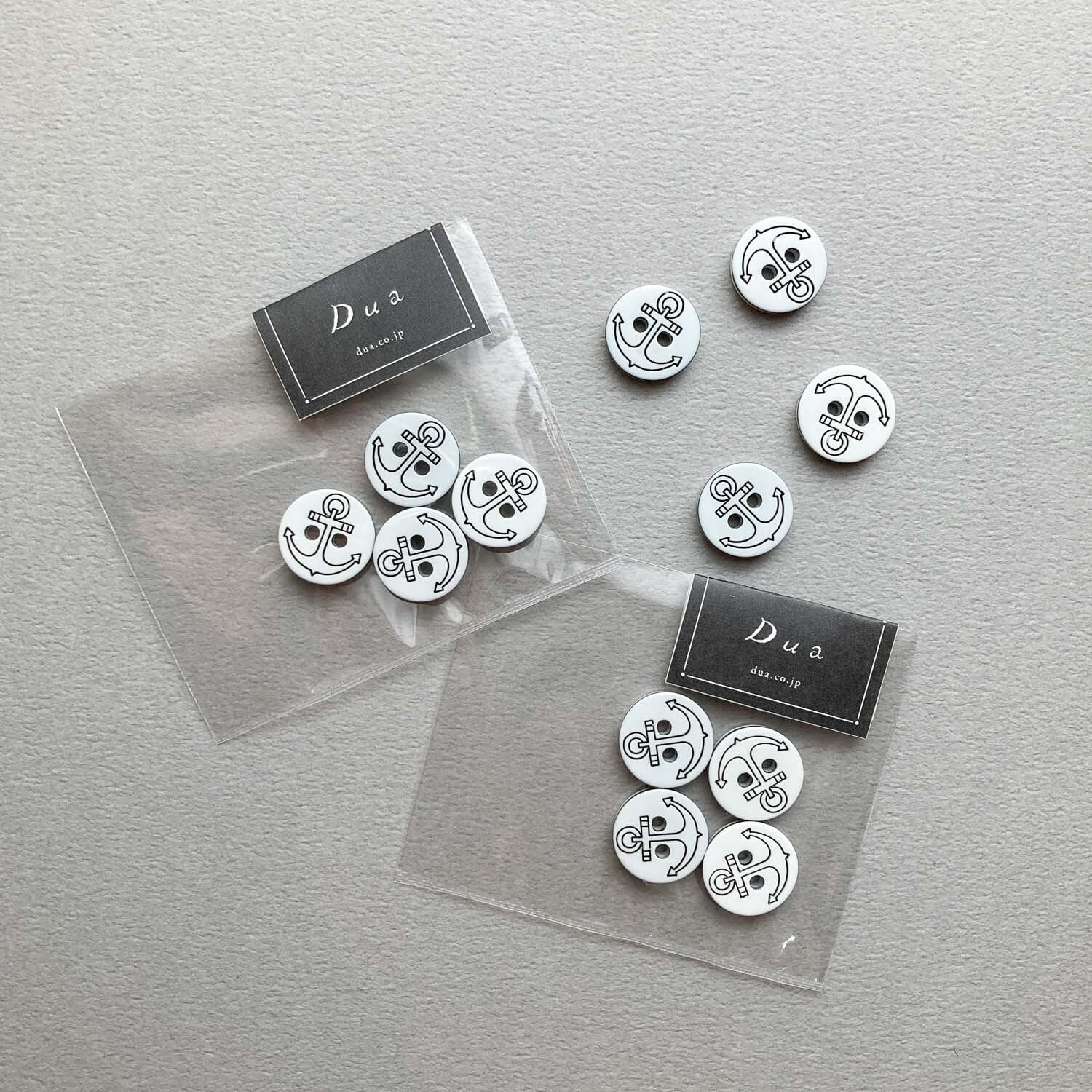 錨マーク入り白ボタンパック（13mm/4p） | Dua-アクセサリーパーツショップ